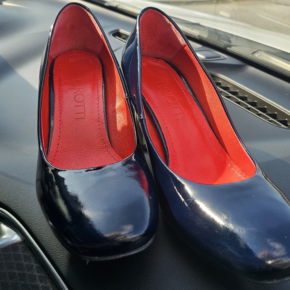 GIROTTI Womens Luxury Block Heels In Royal Blue Size 9